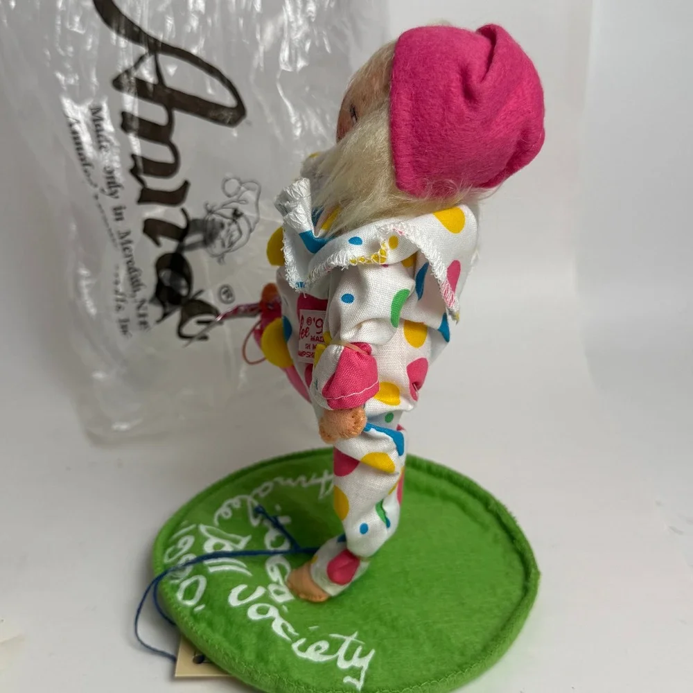 1990 Annalee‎ Doll Society Clown Doll Polka Dot PS I Love You Balloon